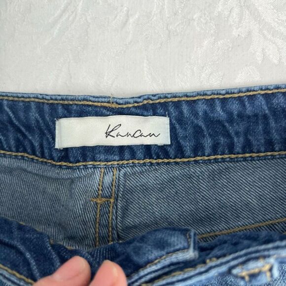 KanCan Destructed Torn Denim Jean Shorts Raw Hem Size Medium - Picture 4 of 7